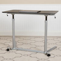Flash Furniture NAN-IP-6-1-BK-GG Sit-Down, Stand-Up Black Computer Ergonomic Desk with 37.375